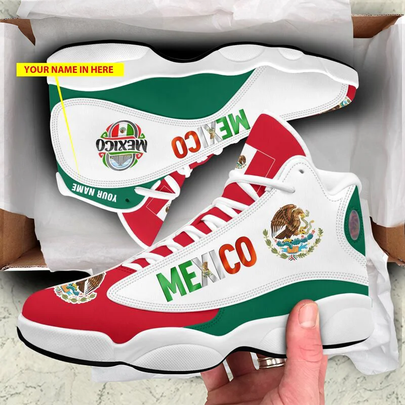 Wholesale mexico flag name Print Design Sneakers Fashion Basketball Shoes Breathable design nation flag Casual Shoe