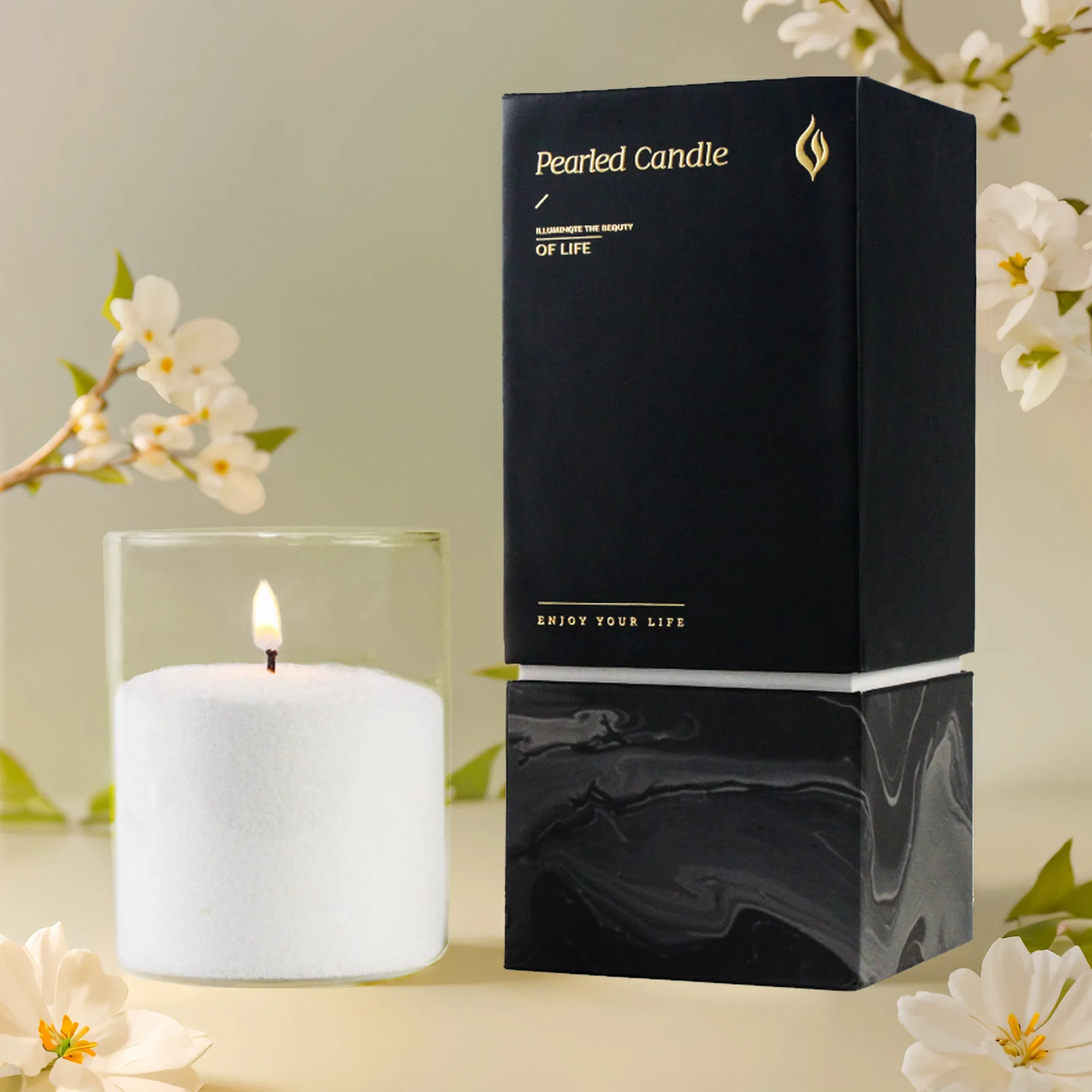 Premium Quality Wedding Decoration Luxury Gift Box Palm Wax Pearled Candle Wax Candle Sand with Wicks
