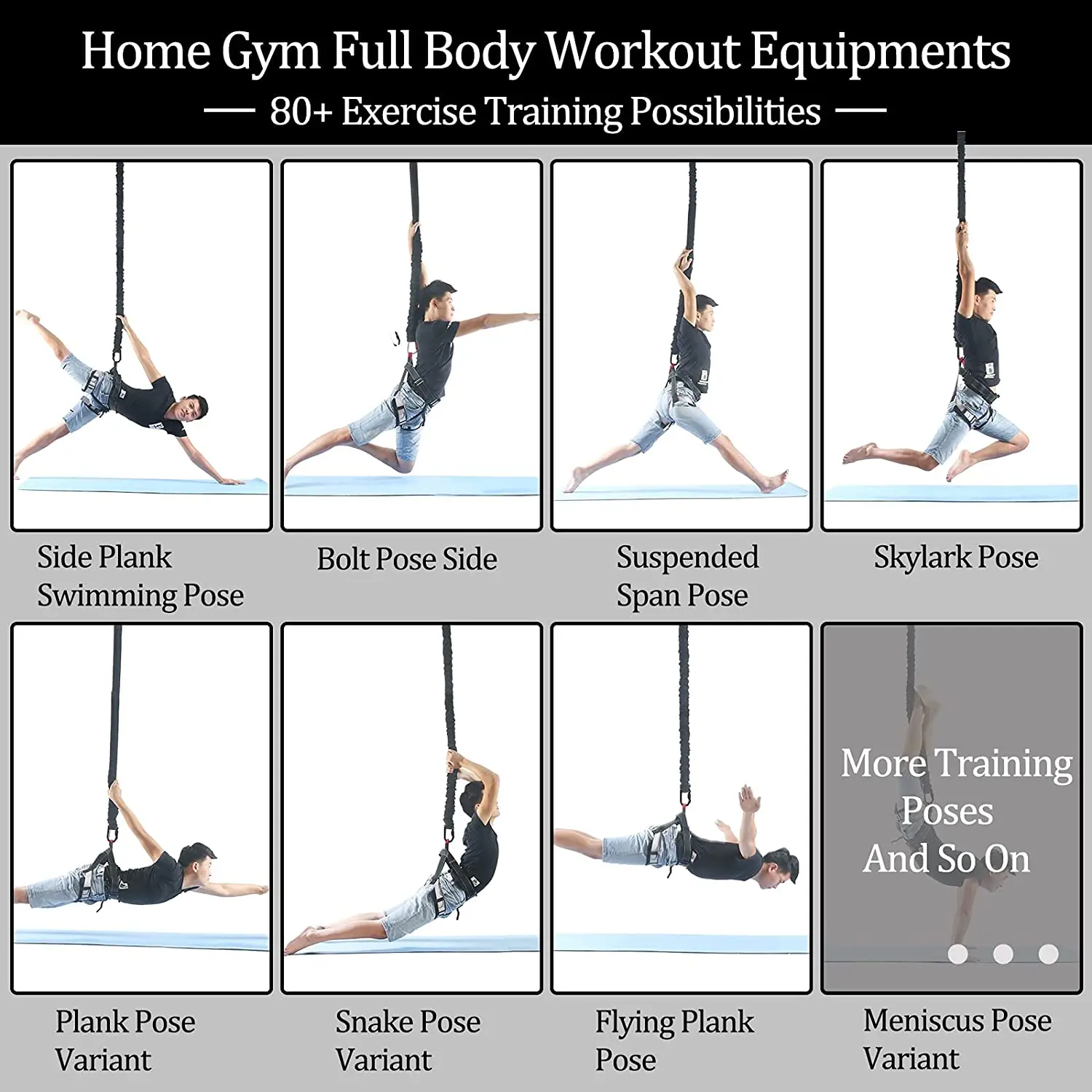 Adult/Kids Bungee Dance Cords Jumping Workout for Suspension Trainer Bungee Exercises Flying Yoga Bungee Fitness Cords kit