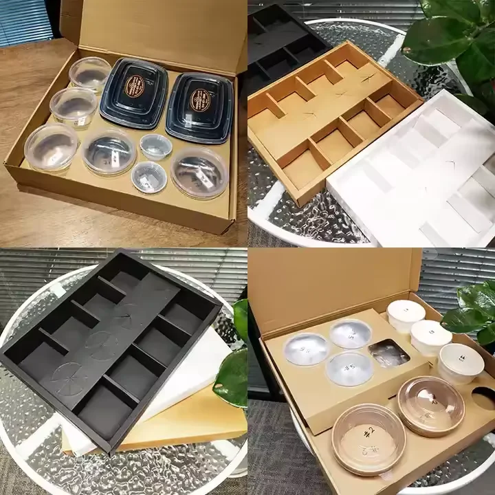 custom new party triple decker grazing box Catering fast food Packaging sauce Divider cup combo platter container deformable lid