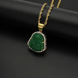VAF Wholesale Green Gold Jade Buddha Mini Small Pink Orange Lavender Collier Budda Bhudda Buddah Stone Pendant Necklace