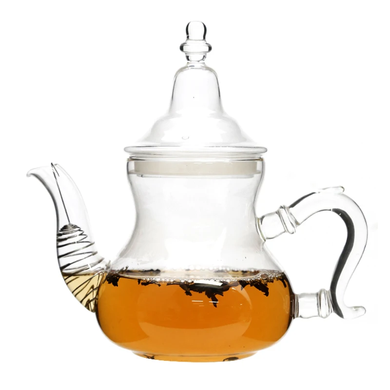 Боросиликатный прозрачный термостойкий на заказ Марокканский Арабский стеклянный чайник из индейки 400 мл 600 800 1000 1350