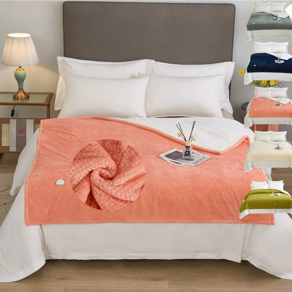 220V washable fluffy minky minky sherpa electric heated up throw blankets pad for winter bed twin queen king size