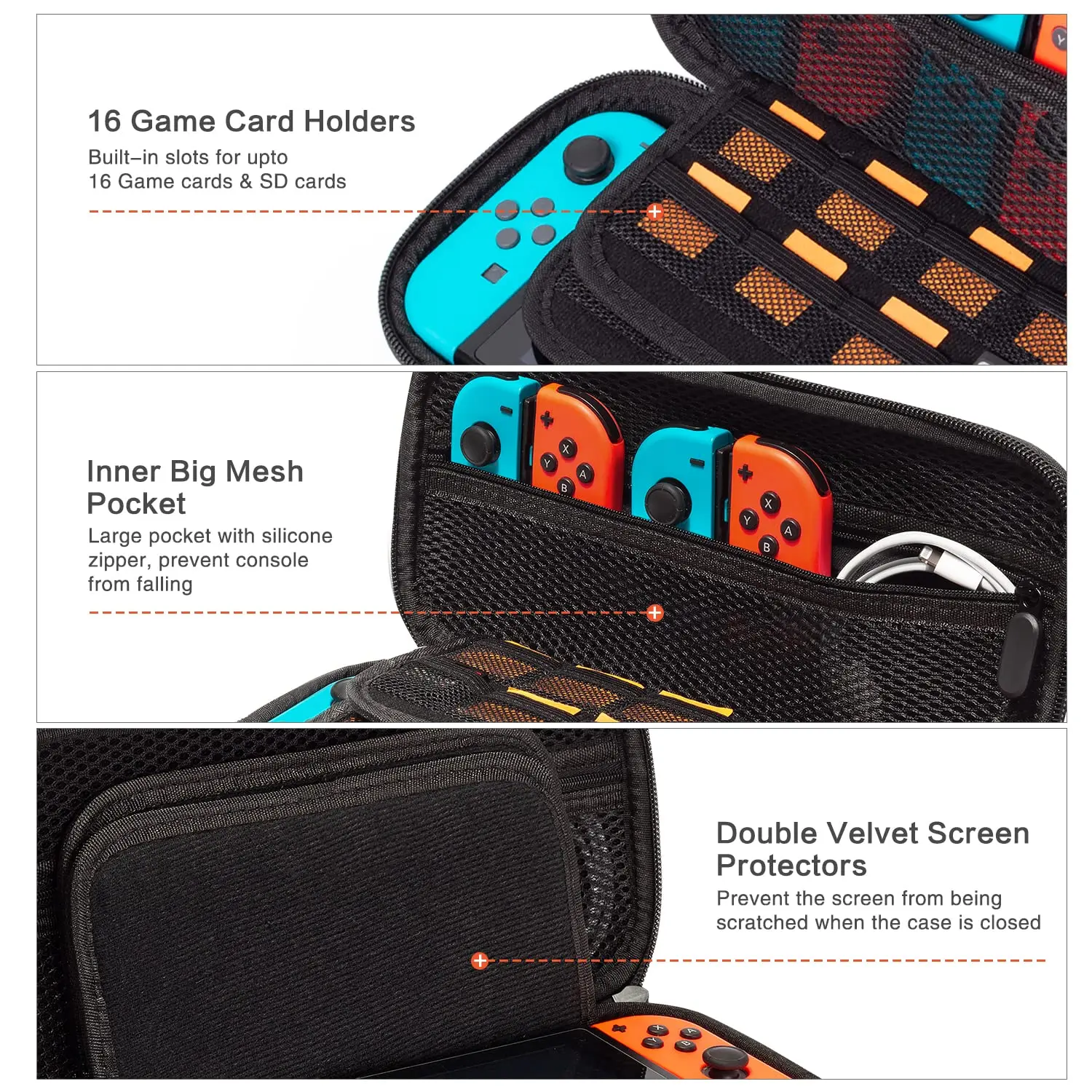 Brilliant Custom Hard Eva Shell Cover for Switch Console Games & Joy-Con Carry Case for Nintendo Switch With 16 Game Card Slots