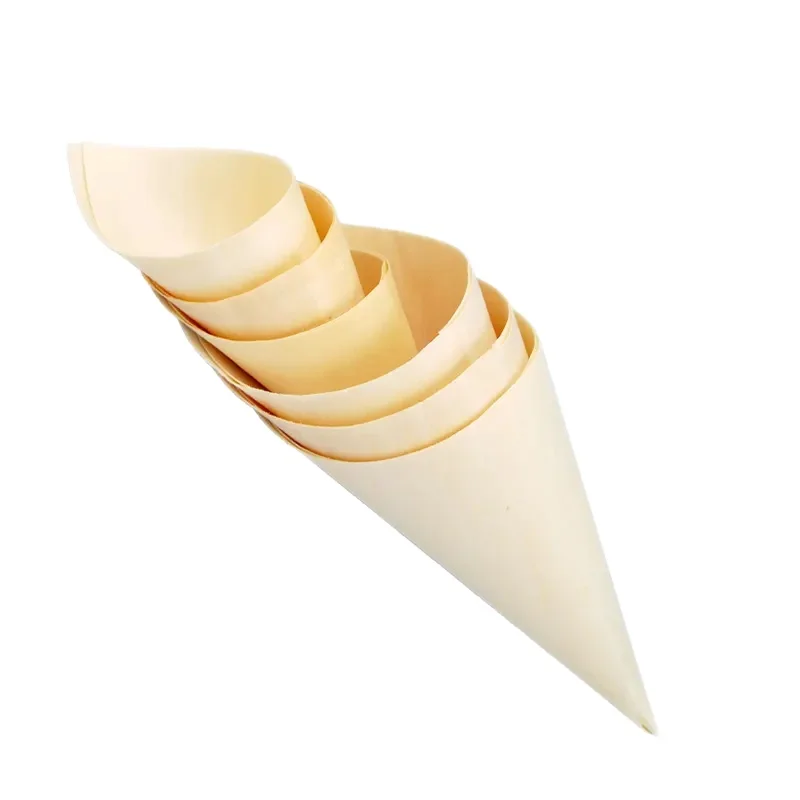 Disposable Tasting Cone Wooden Cone Serving Ice Cream Holder Cone
