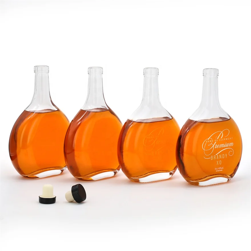 purchase empty fancy liquor whiskey Rum 700ml wide mouth gin vodka alcohol Cognac XO classic glass bottle