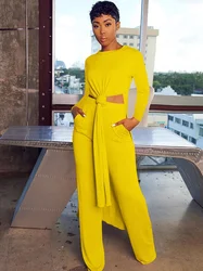 Y373  High quality wholesale female bodycon two piece set ladies fall sets solid sexy fashion two piece set women clothing 202