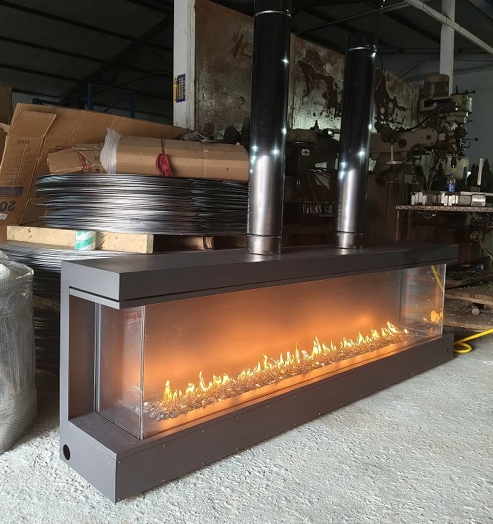 Multi-view Gas Fireplace With Remote Control and Decorations Size 48-80 Inches Natural Gas or Propane Gas Fireplace Customized