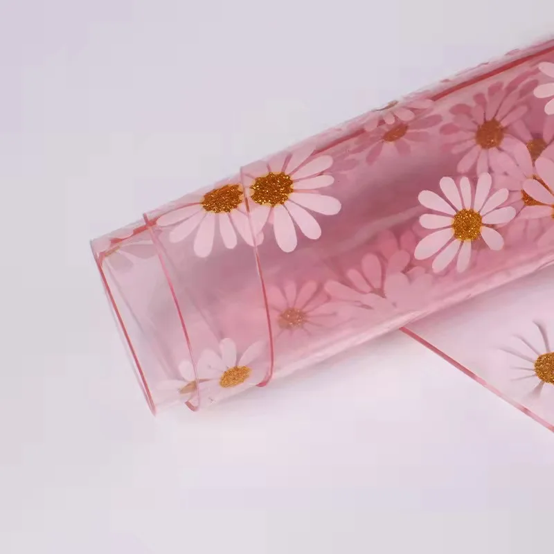 0.8mm Small Daisy Pattern Super Bright Colored Clear PVC Vinyl for Making Photo Album