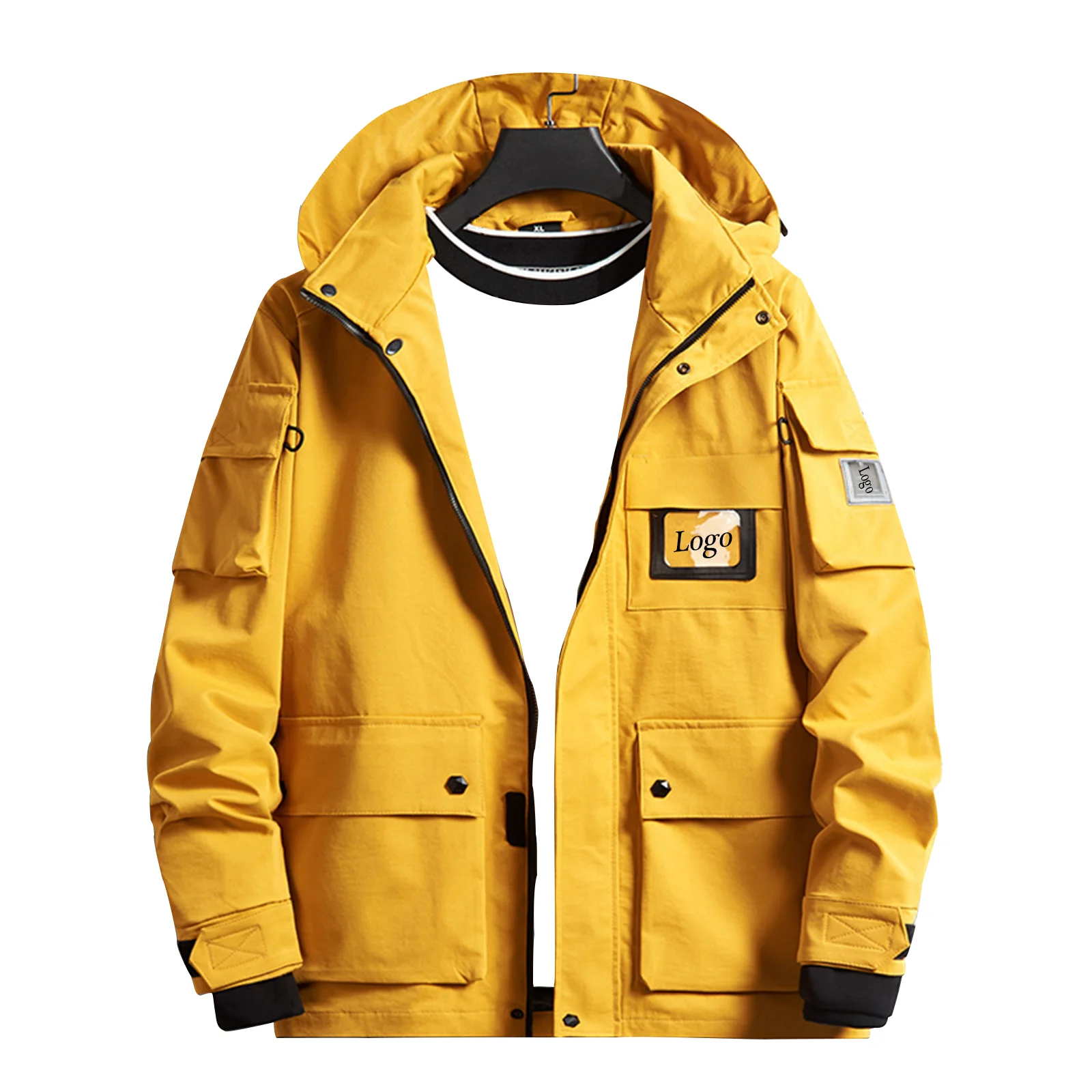 Spring and Autumn New Coats Oversized Hooded Jacket Professional Custom Breathable Men Yellow Jacket