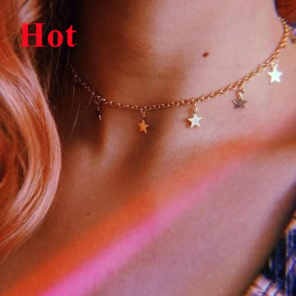 
Fashion 14k 18k Gold Plated Jewelry Custom New Designs Star Pearl Diamond Pendant Set Choker Necklace Jewellery 
