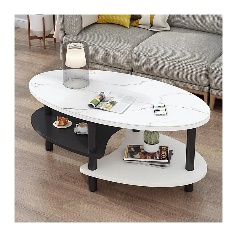 Reasonable Price Contemporary Sofa Side Yellow Elliptical Solid Wood Coffee Corner Table