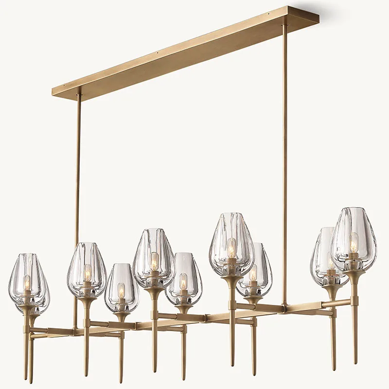 Factory Wholesale Price Restoration Solid Brass Material Chandelier For Living Room High Level Quality Glass Dinning Room Design