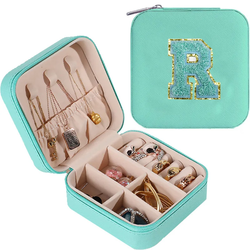 Large Leather Jewelry Organizer Storage Case with Removable Pad for Earrings