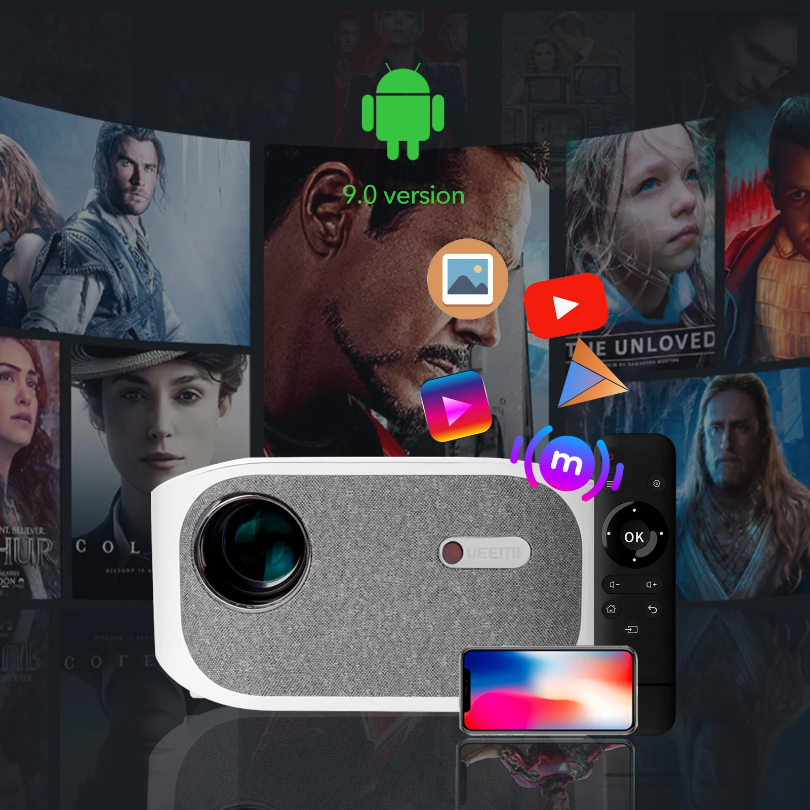 2021 светодиодный проектор Android 7000 люмен встроенный динамик 1080P Full HD светодиодный домашний проектор