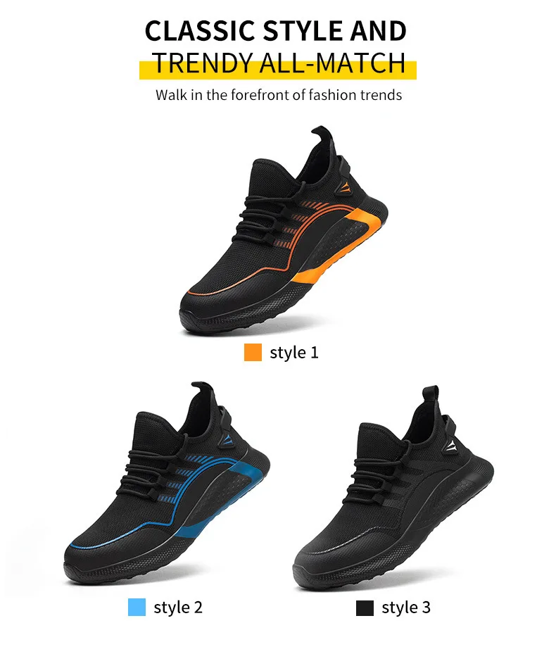 Safety Anti-smashing Steel Toe Puncture Proof Construction Lightweight Breathable Sneakers Women Men Work Safety Shoe