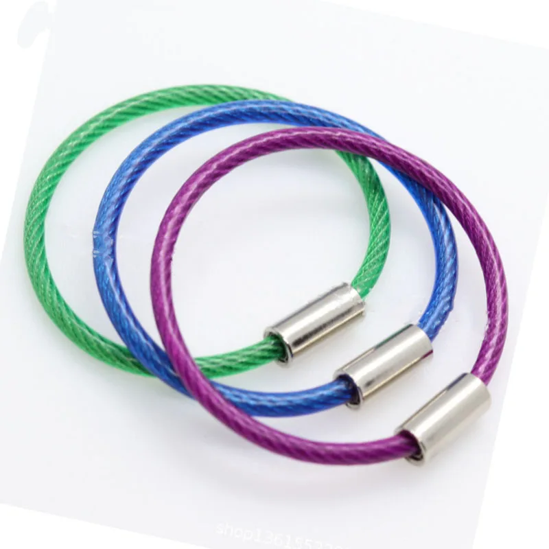 Screw Locking Metal Stainless Steel Wire Cable Keychain Loops Mteal Screw Locking StainlessSteel Wire Cable