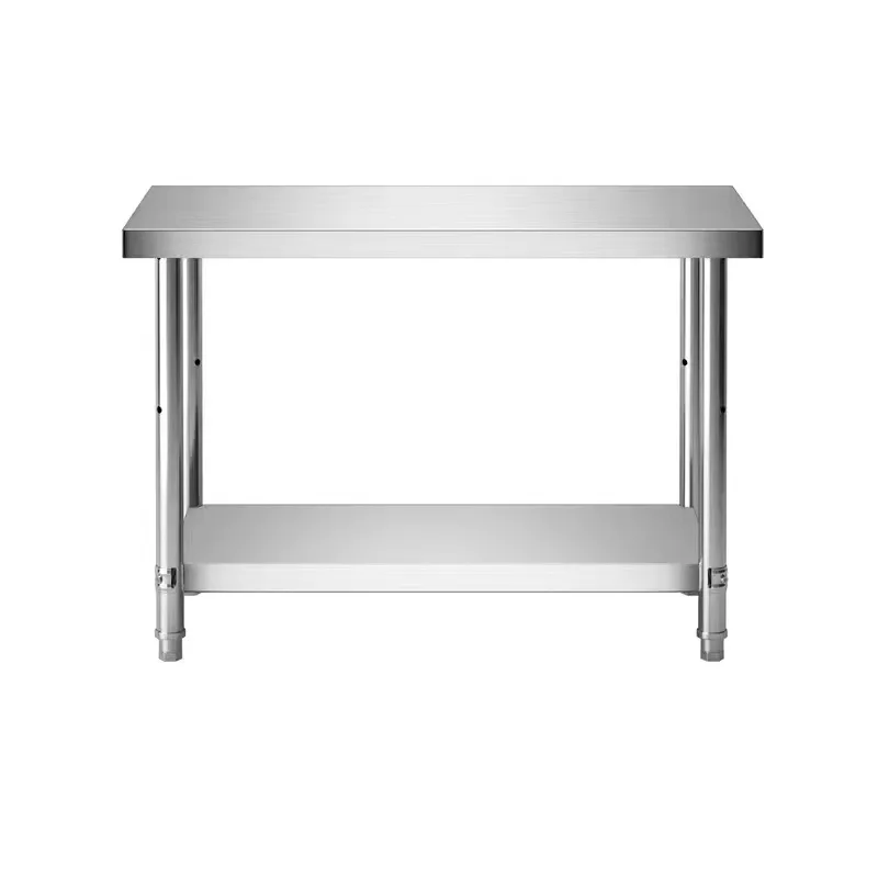 High Quality Stainless Steel Kitchen Worktable Modern round Style Straight Leg Workbench Easy Cleaning
