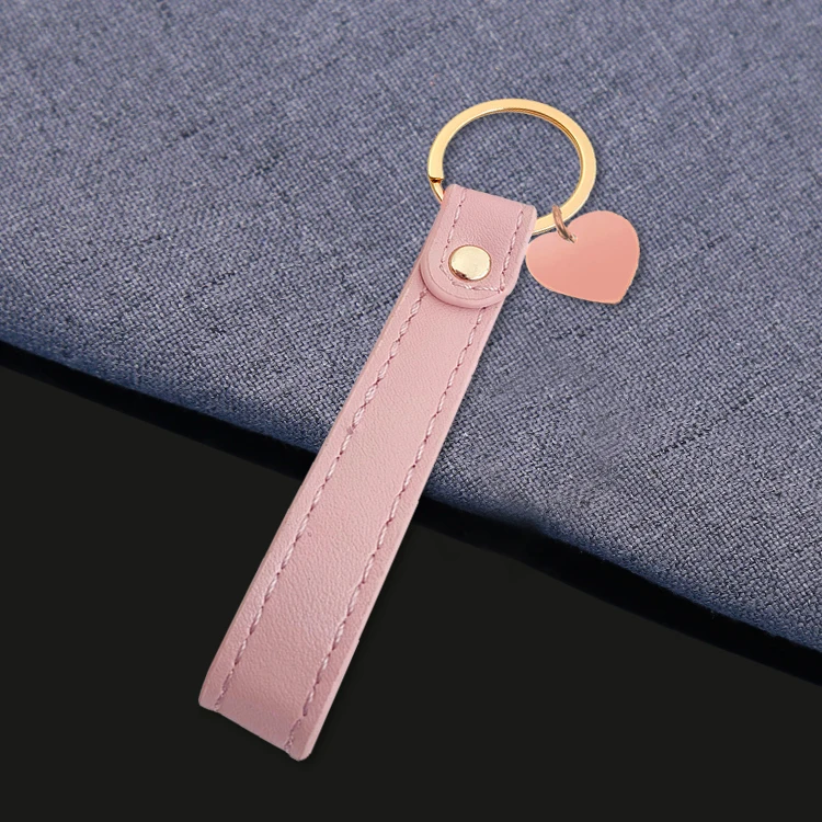 China Factory Wholesale Promotion Fashion Gift Embossed Keychain Custom Logo Leather Key chain