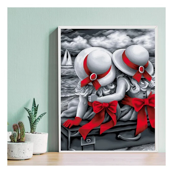 Hot Sale 5D DIY Diamond Painting Two Sisters Decor Wall To Custom Your Own Picture Full Drill AB Drill Fairy Dust Diamonds