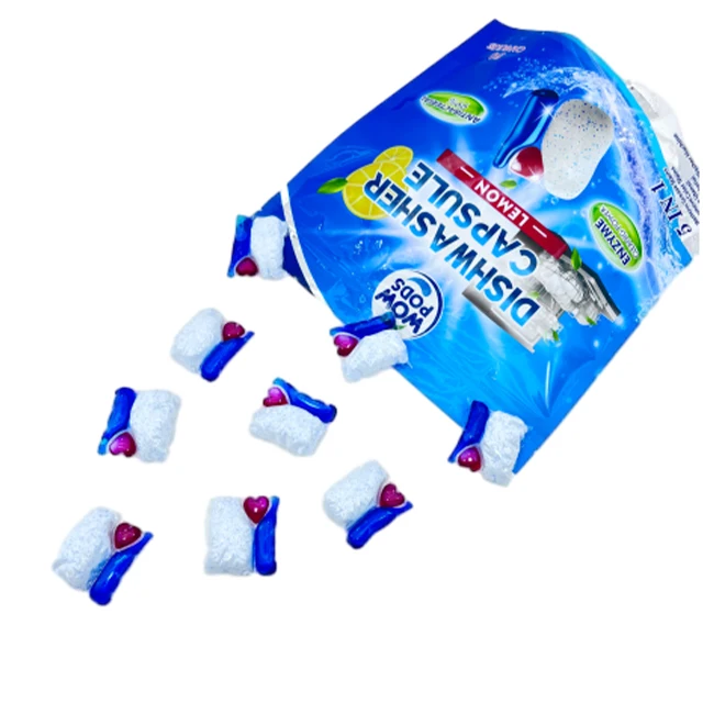 Free sample Eco friendly packaging White dishwashing liquid pods household chemicals