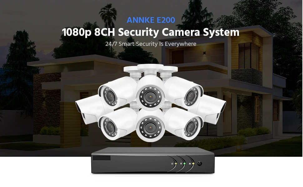 Система видеонаблюдения с проводной камерой 5MP Lite жестким диском 1 ТБ H 265 Wi-Fi DVR и 8x1080p HD защитой от атмосферных