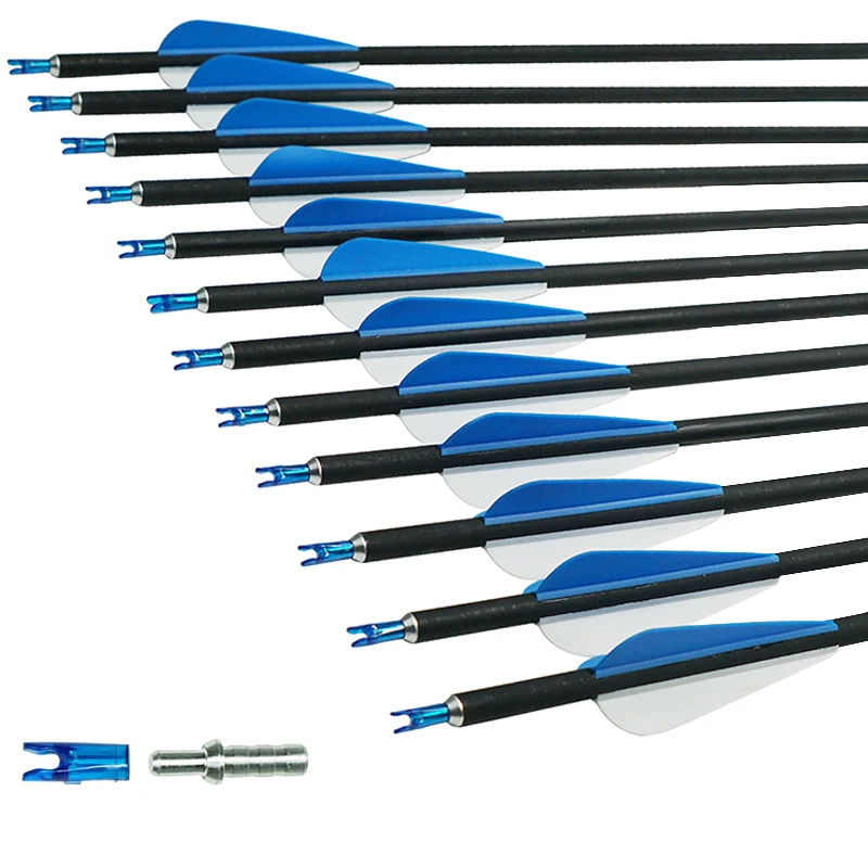 Alibow Archery Hunting Carbon Arrows 31 inches OD 8 mm Carbon Arrows for Outdoor Shooting Practice