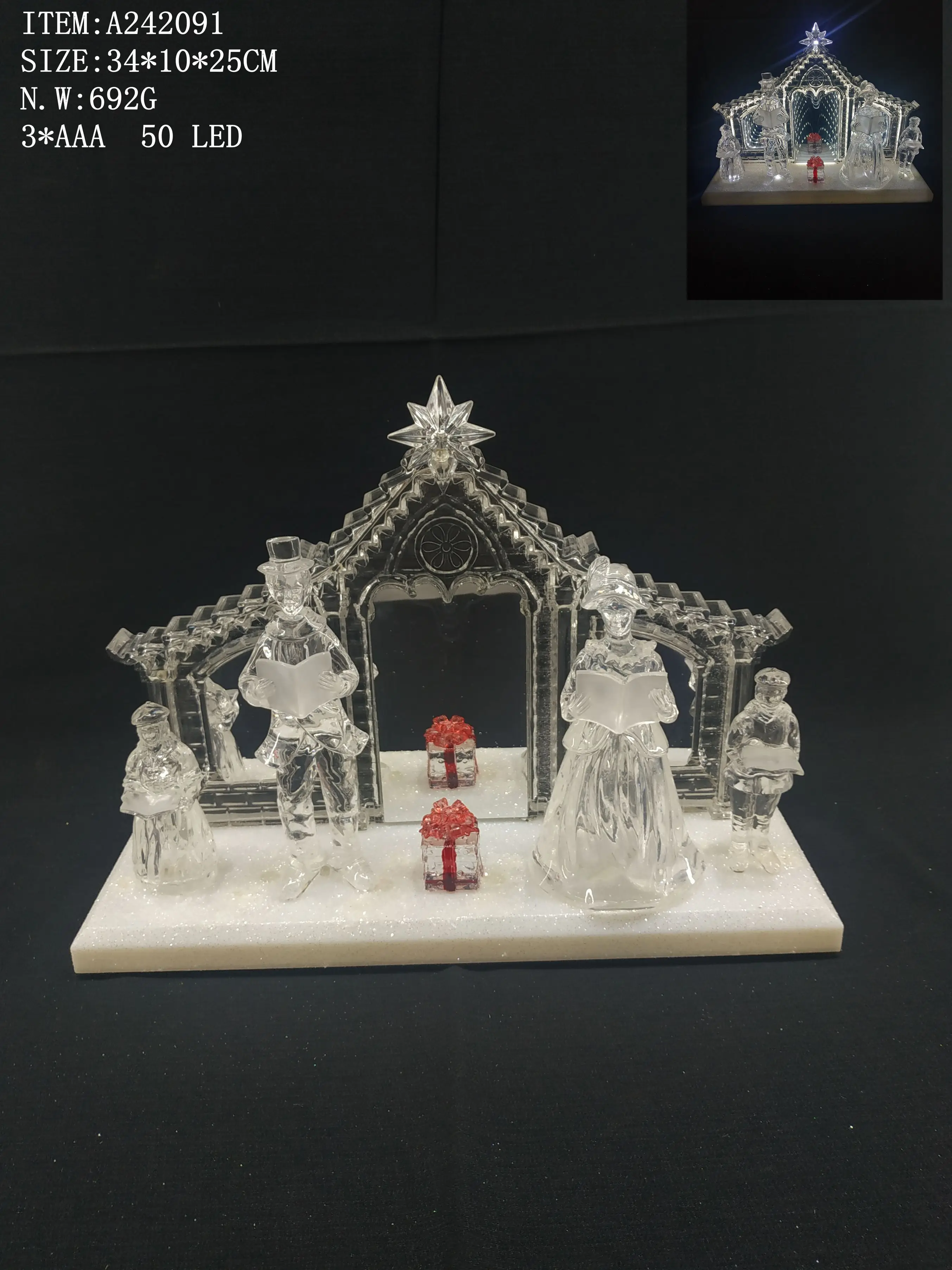 LED Christmas Nativity Scene Set Religious Gift Ornament with Jesus Manger Holy Family Statue Sculpture