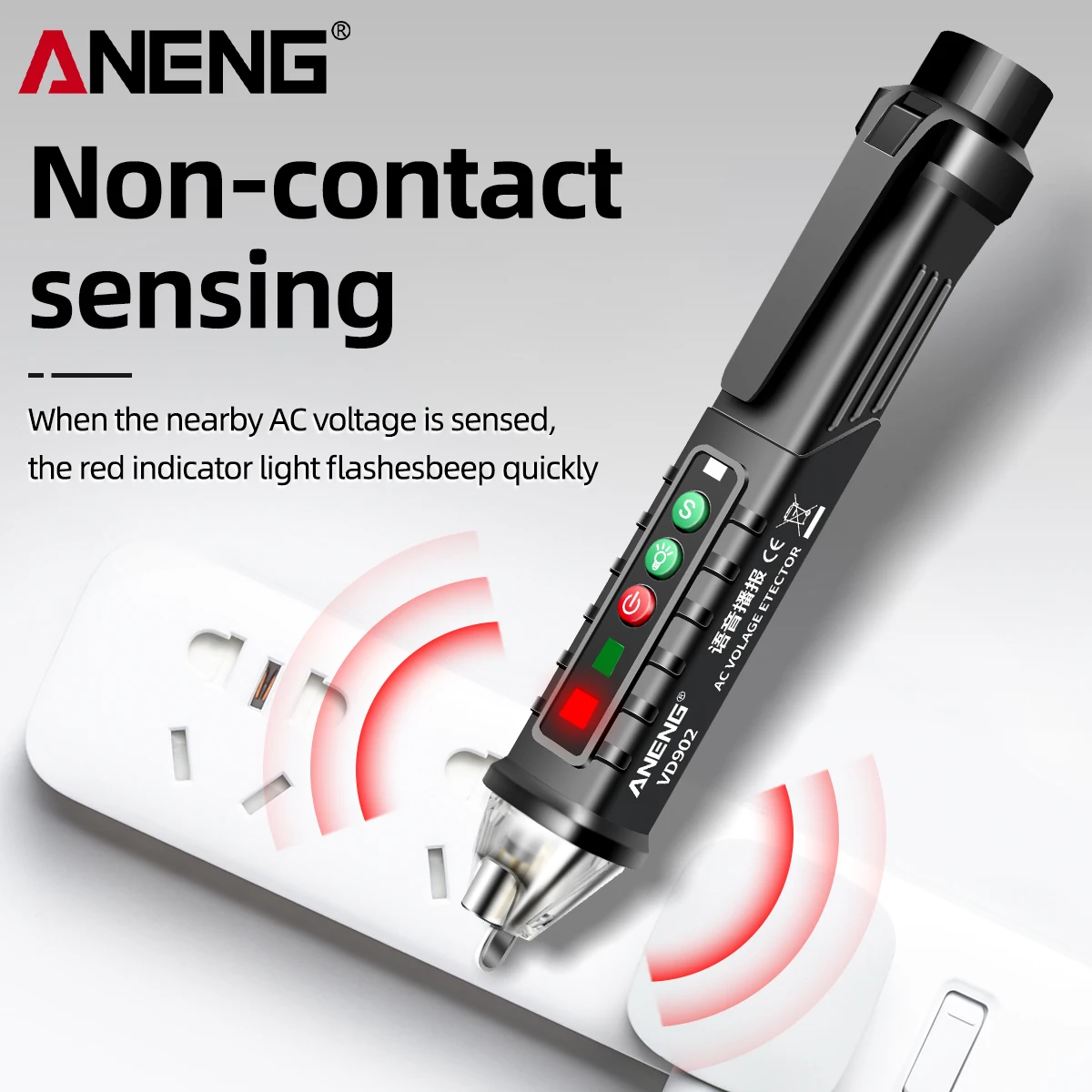 ANENG VD902 Digital Voltage Detectors Smart Non-Contact Voice broadcast test pen 12-1000V Infrared Laser Electric Sensor Tester