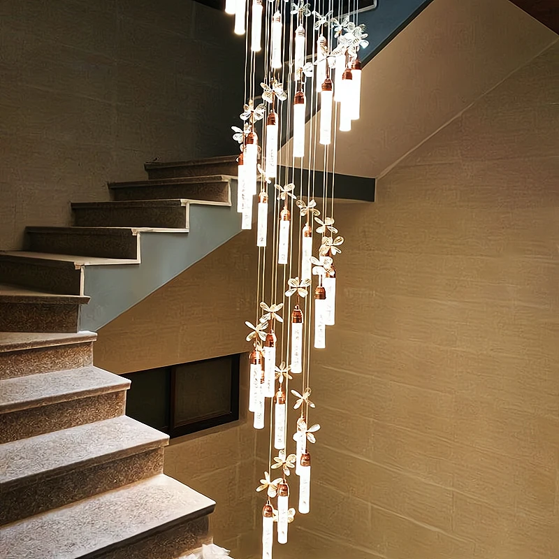 High Quality Hotel Villa Family Pendant  Crystal Pendant LED 2023 New Staircase Modern K9 Crystal Ceiling Chandeliers