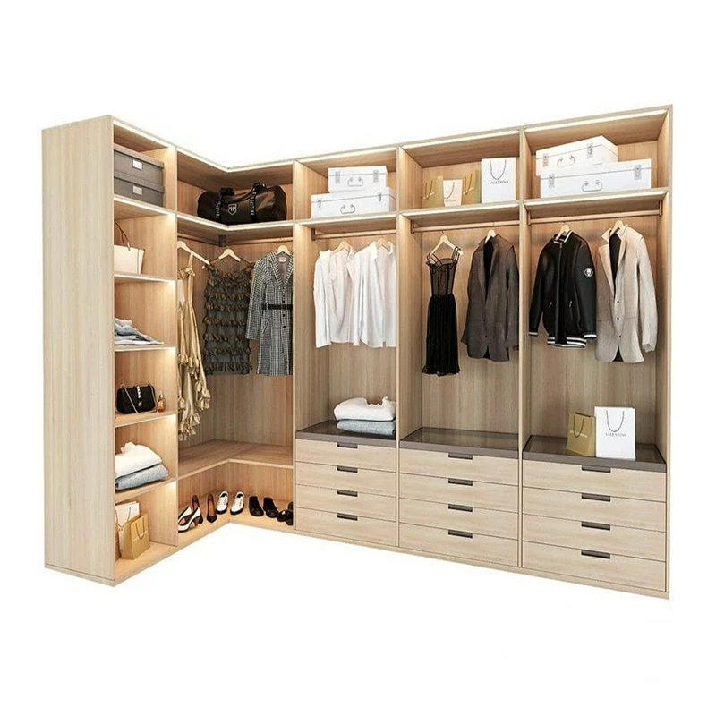 Best quality durable wood walk in closet furniture walk in wardrobe cupboard closets for room