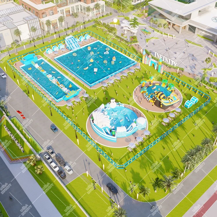 Parc Aquatique Custom Inflatable Ground Water Park Water Amusement Parks With Inflatable Pool For Sale