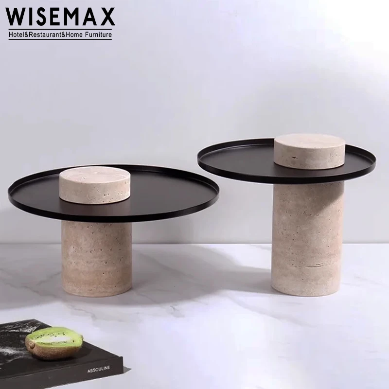 WISEMAX мебель минималистичный Креативный дизайн железный столешница в центре стола травертин журнальный столик для кафе гостиная