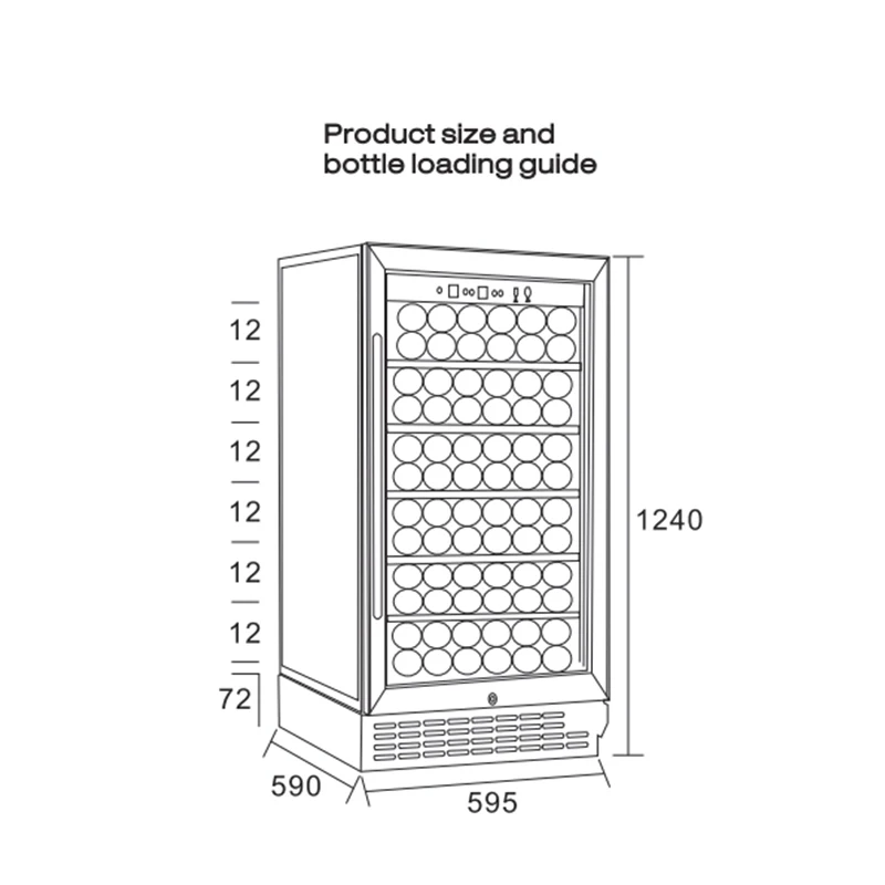 188L 72 bottles Single Zone  Direct cooling Free Standing compressor wine cooler