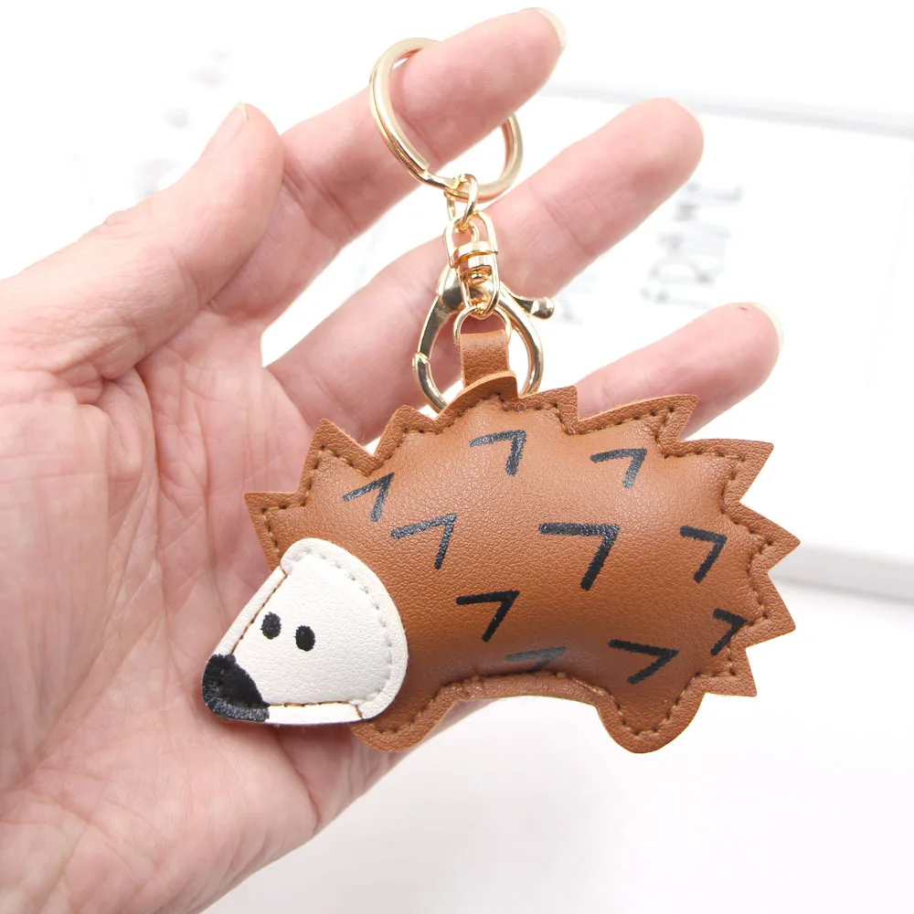 PU leather animal hedgehog keychain pendant cute childlike gift keychain cartoon healing pendant small gift