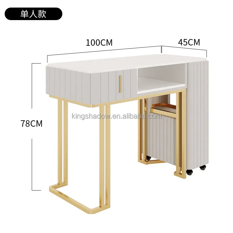 Fashion style cheap nail table gold frame nail salon furniture wholesale