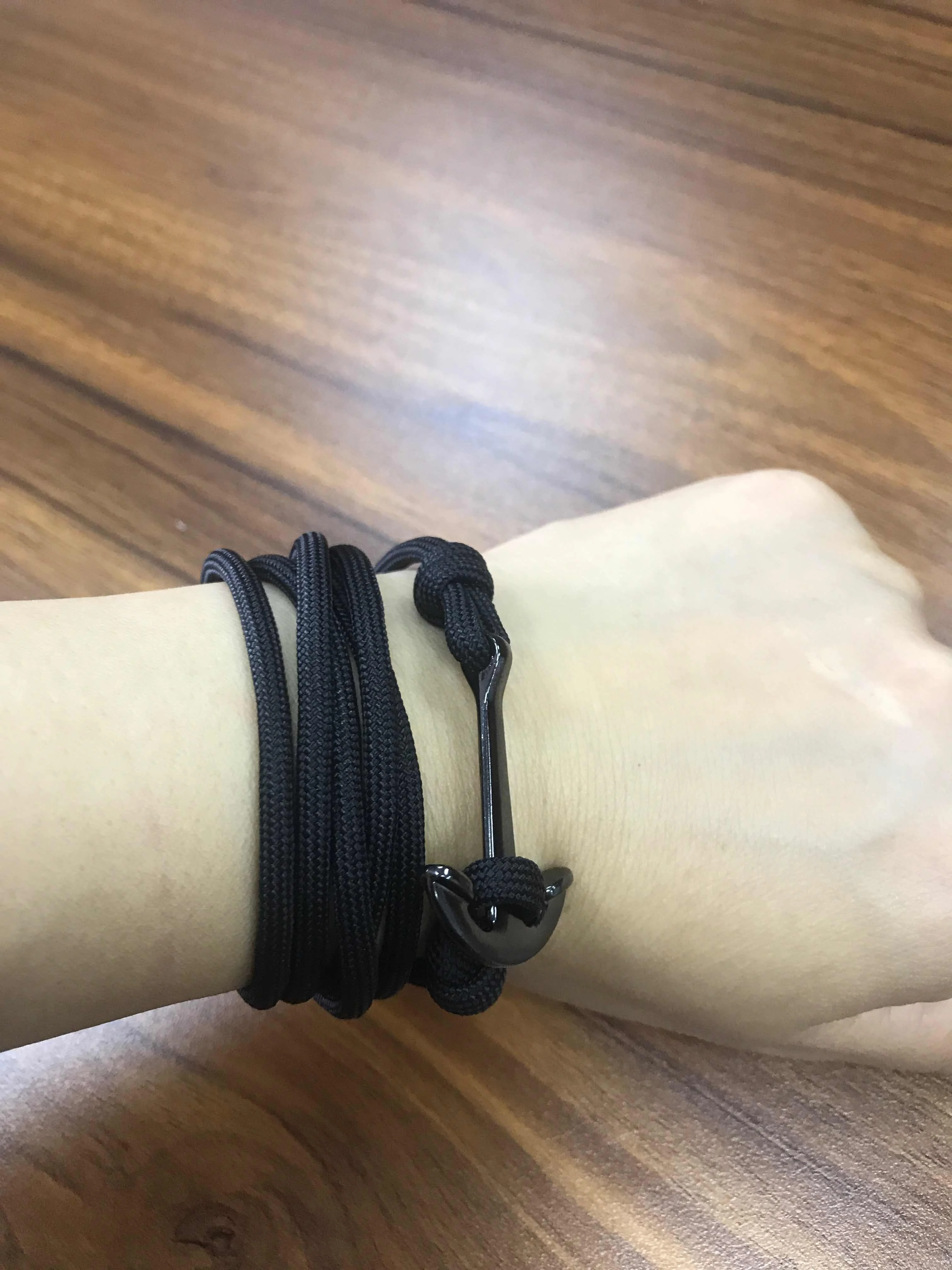 Handmade Custom Logo Mens Rope Bracelet Alloy anchor Paracord Bracelets