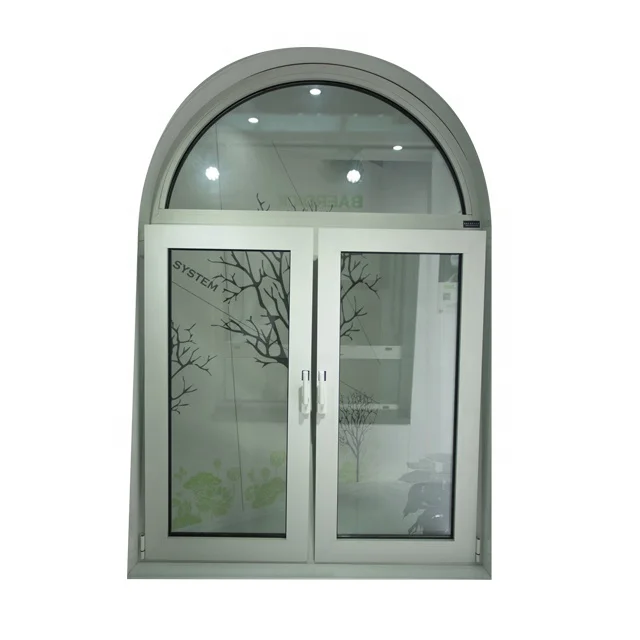 French type Affordable aluminum arch window with triple glass pane tilt turn windows