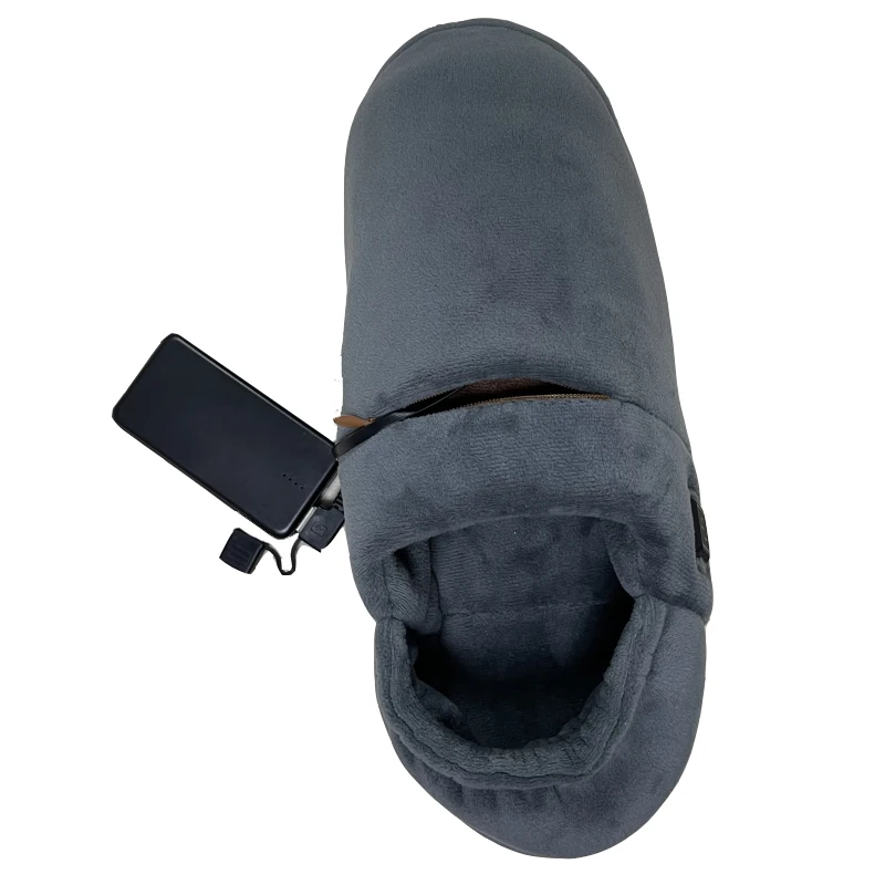 Мужские теплые тапочки с подогревом, зимняя обувь с внешним аккумулятором