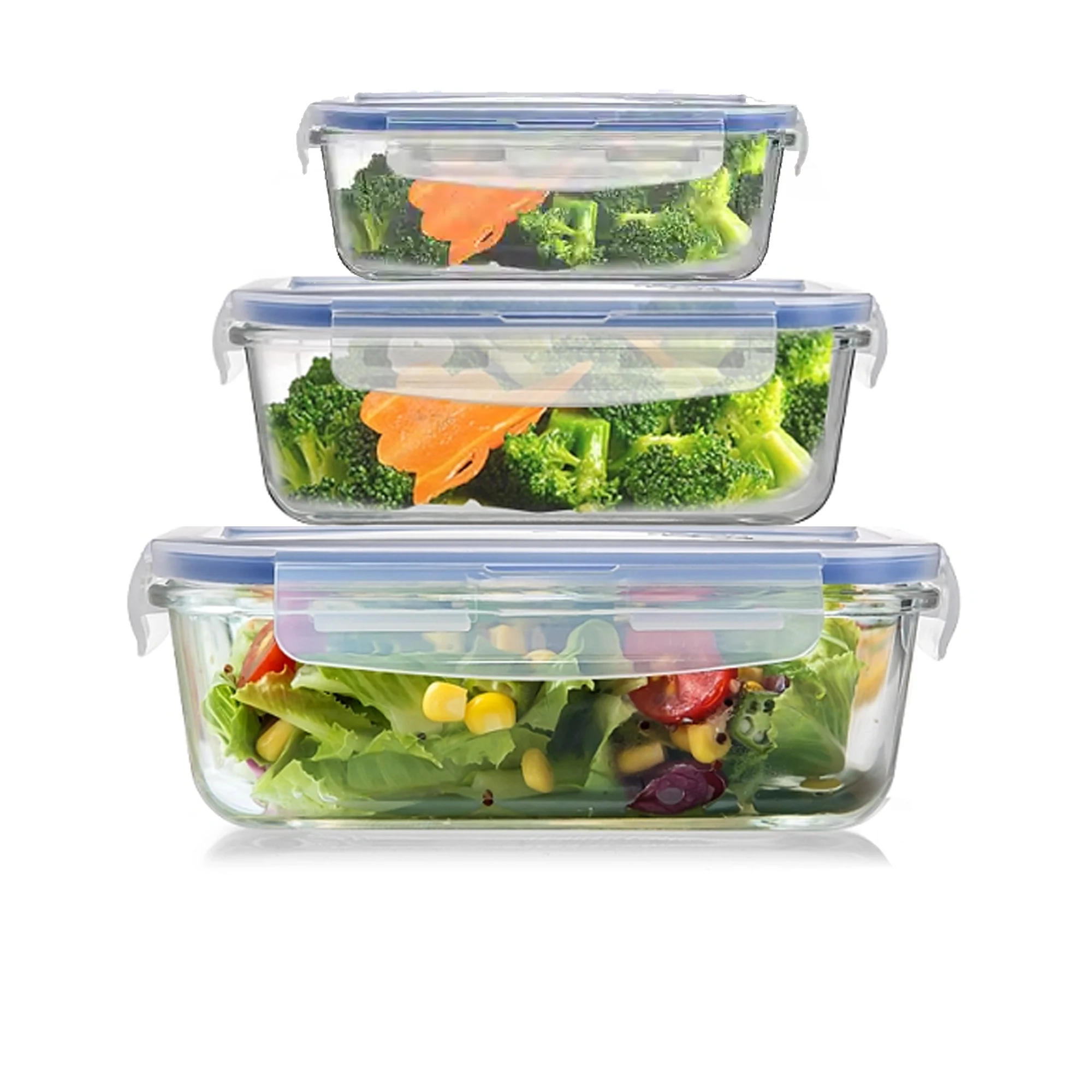 Индивидуальный офисный Ланч-бокс, контейнер для хранения пищевых продуктов из боросиликатного материала, кухонные стеклянные контейнеры с пластиковыми крышками