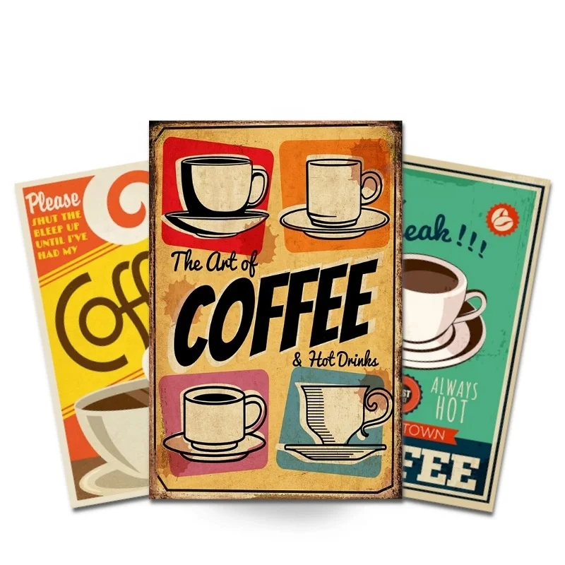 wholesale custom metal plate wall decor tin sign for home bar club coffee shop vintage pin up metal poster retro metal sign