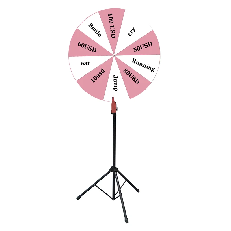 Prize Wheel with Folding Tripod Floor Stand Height Adjustable  for Trade Show and Spin Game