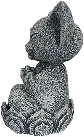 Wholesale Zen Meditating Cat Monk On Lotus Throne Mini Statue