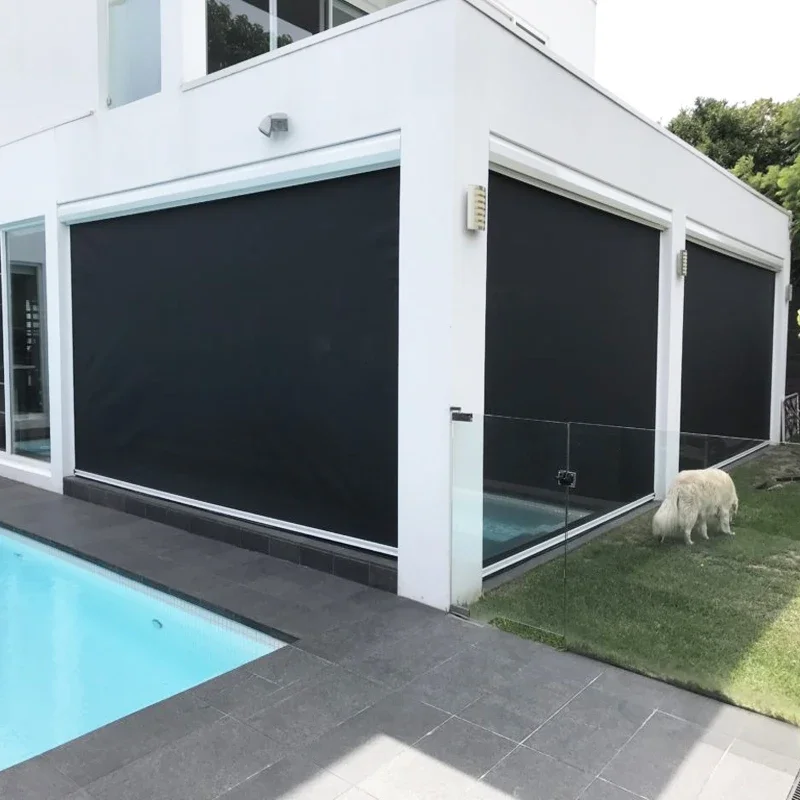 2-20% Discount Windproof Outdoor Patio Retractable Zip Shade Waterproof Garden Pergola Blackout Roller Blinds