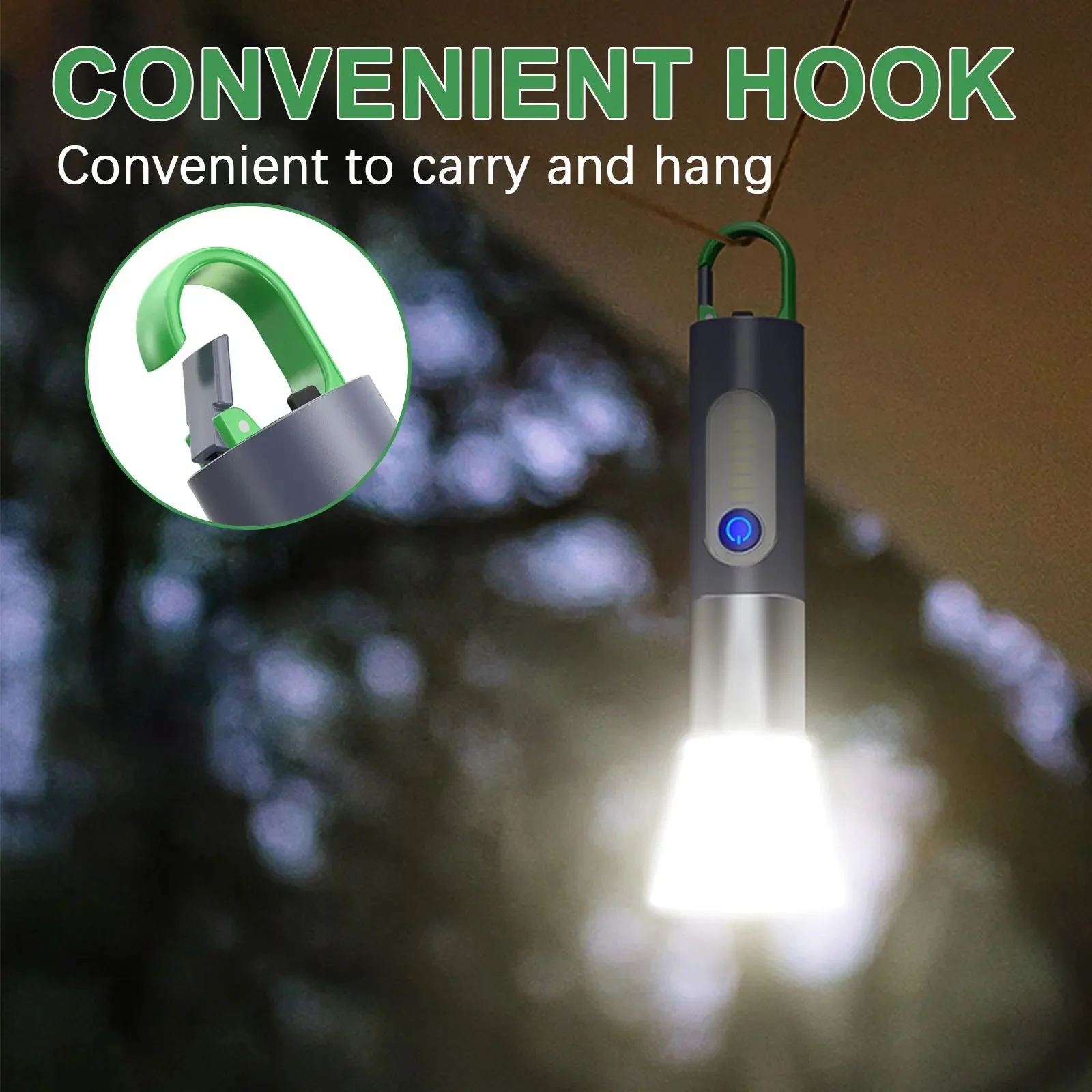 Outdoor Long Range Telescopic Zoom Torch with LED Factory Price Type-C Charging Rechargeable Battery Outdoor Camping Emergency
