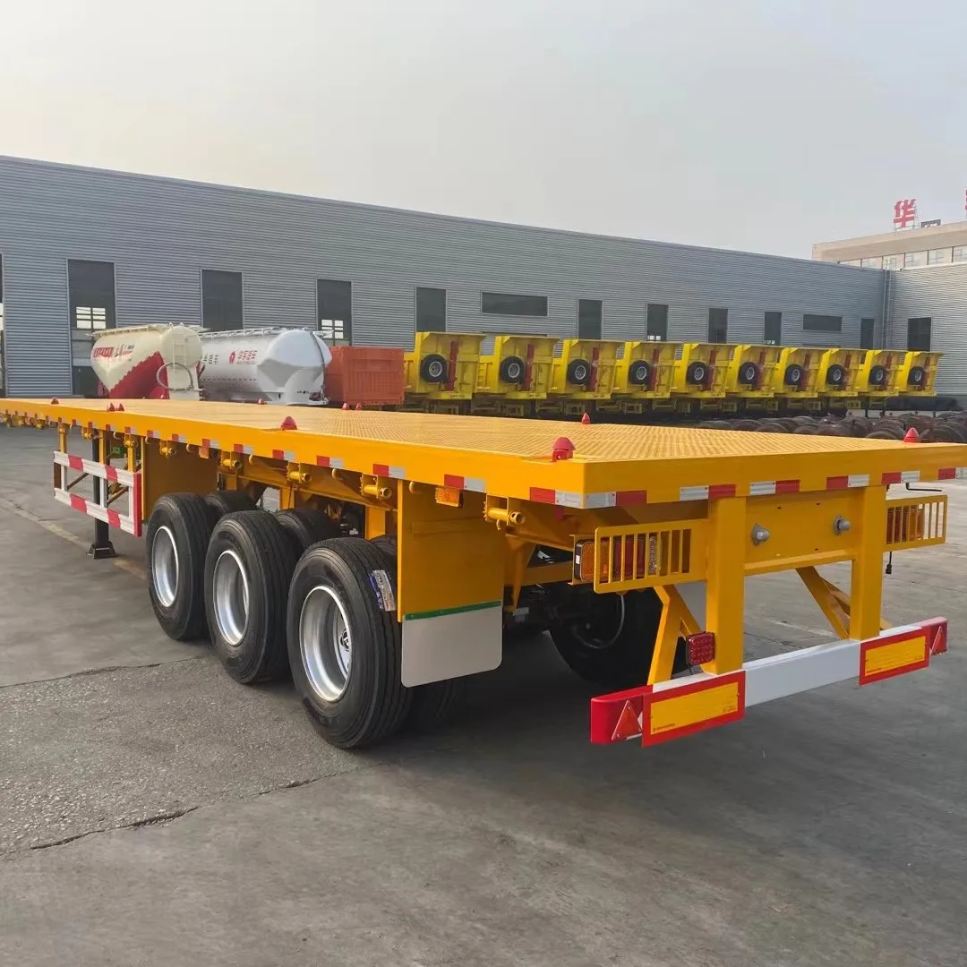 3 Tri Axle 20ft 40 ft Shipping Container Flat Bed Flatbed Semi Truck Trailers For Sale