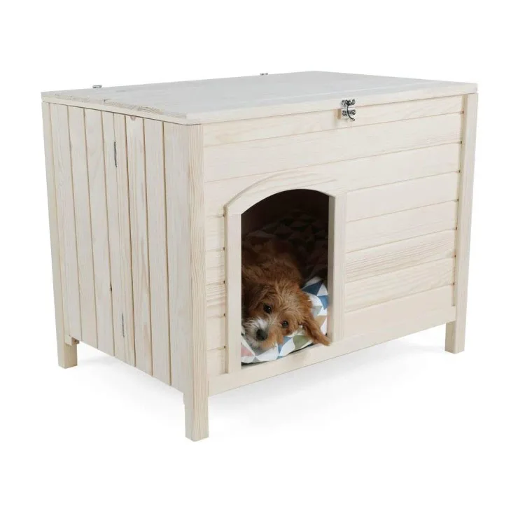 Portable folding wooden dog house
