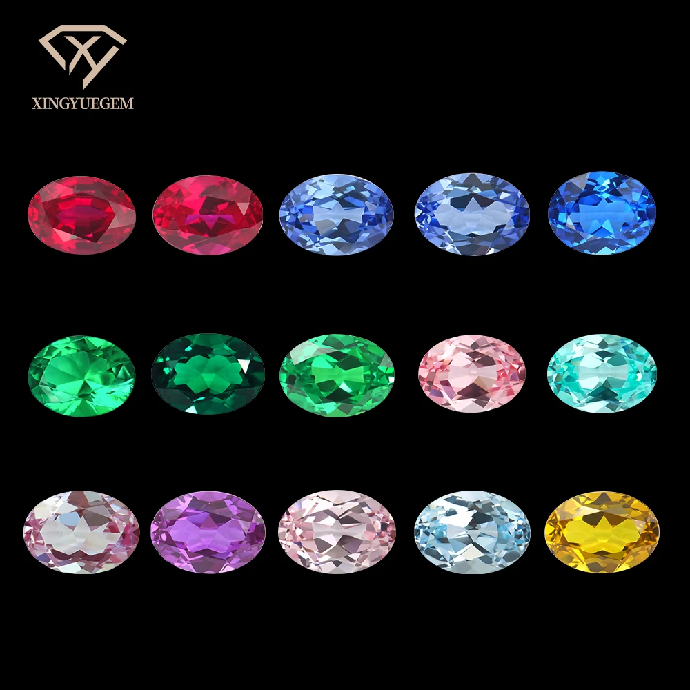 Wholesale Synthetic Colorful Loose Stones Lab Grown Gemstones Ruby Sapphire Emerald Collection for Jewelry Making