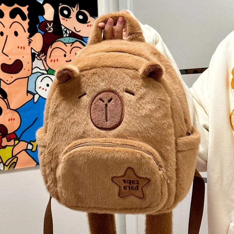 New Capybara Plush Backpack Cute Girl Cartoon Animals School Bag