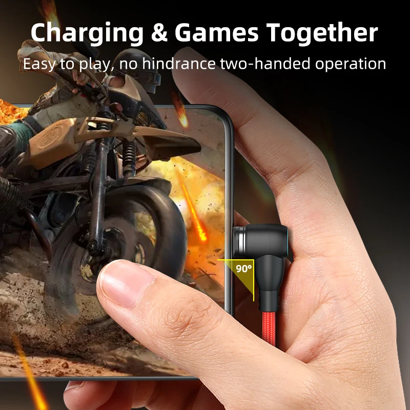 90 Degree TYPE C Magnetic Charging Cable | 3 in 1 L Shape Data Cable Compatible With Micro USB Type C Android  iPhone